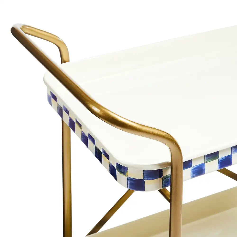 Mocha Check 3-Tier Kitchen Cart