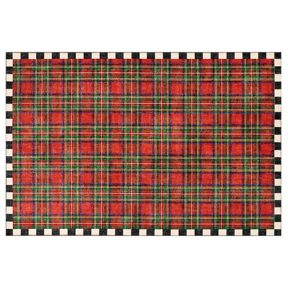Royal Stewart Tartan Red 5' x 7'6" Washable Rug Main image