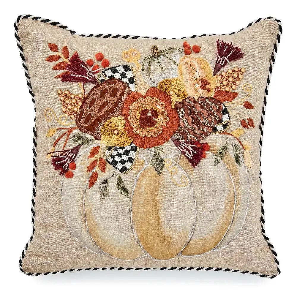 Autumn Frost Beaded Pumpkin Throw Pillow Main image