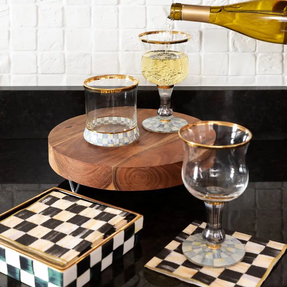 Mocha Check Cocktail Napkin Holder