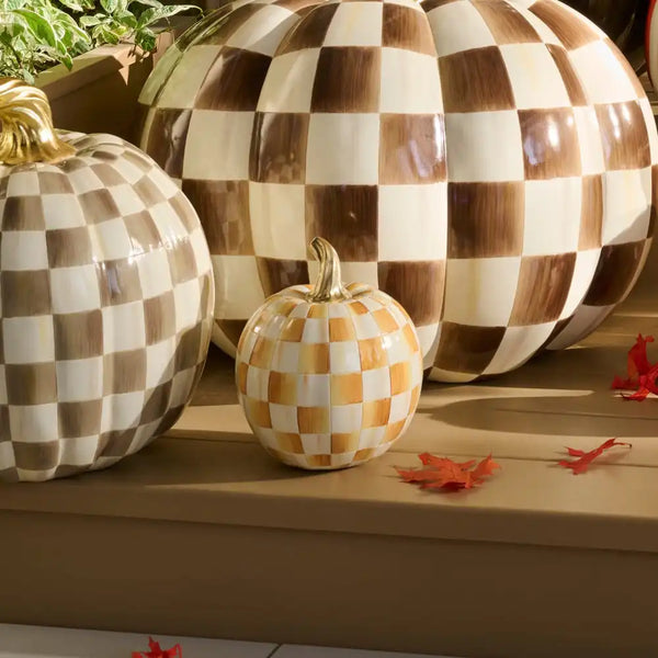 Mocha Check Mini Pumpkin