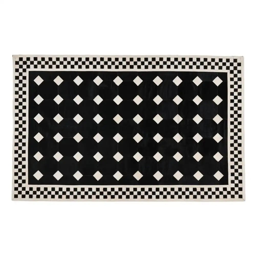 White Tile Hair on Hide 6' Round Rug