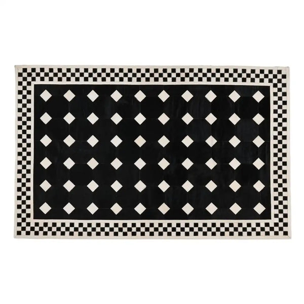 White Tile Hair on Hide 6' Round Rug