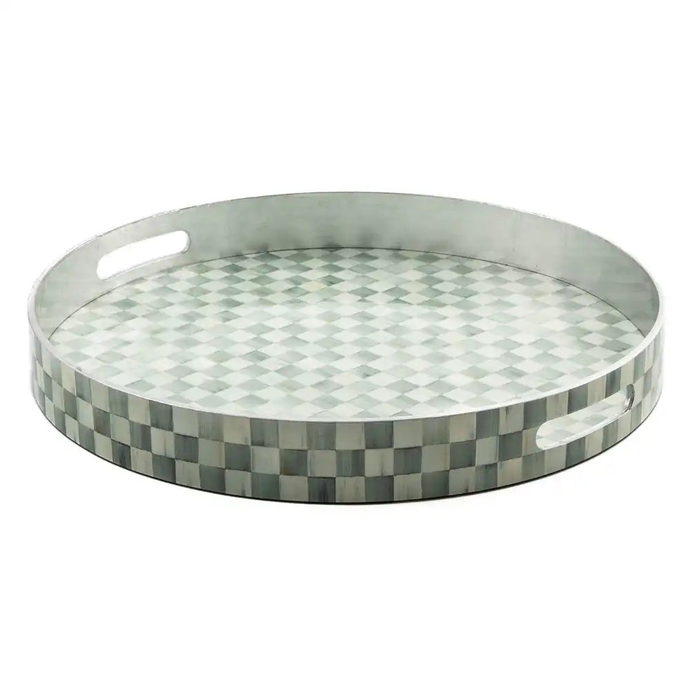 Sterling Check Lacquer Round Tray Secondary image