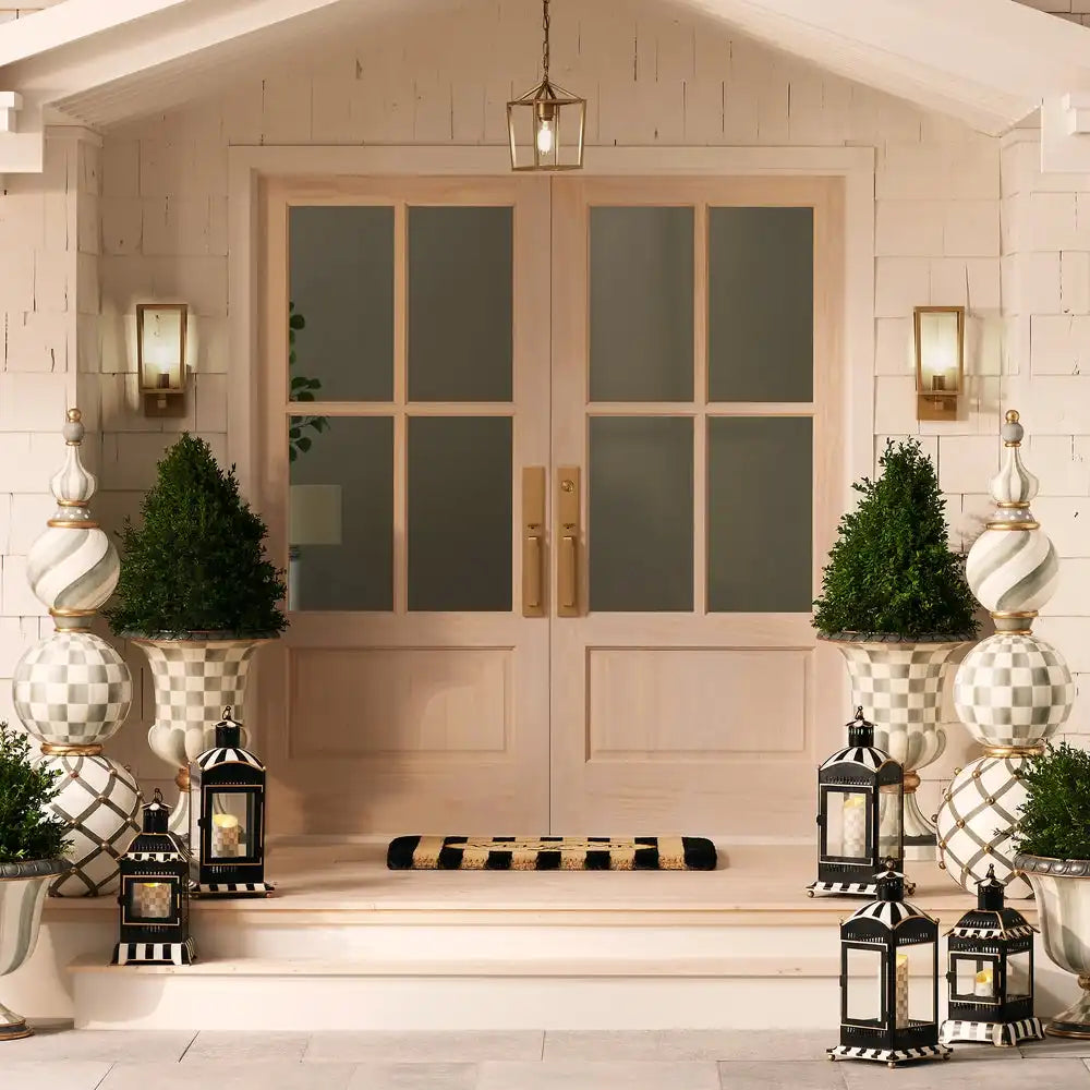 Welcome Awning Stripe Double Door Entrance Mat