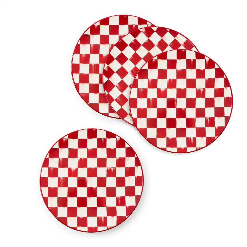 Cherry Check Salad Plates, Set of 4