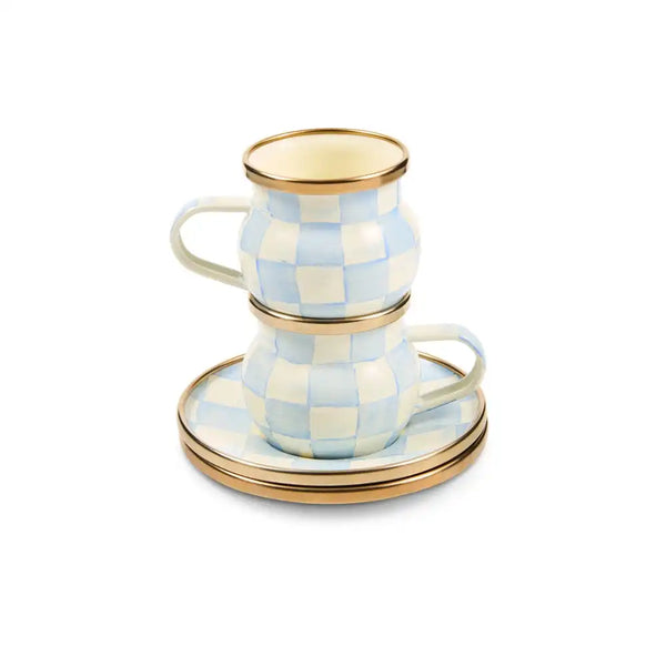 Sky Check Espresso Cup & Saucer Set