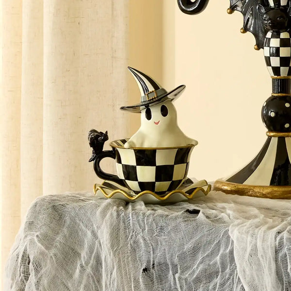 Courtly Check Teacup Ghost Decor