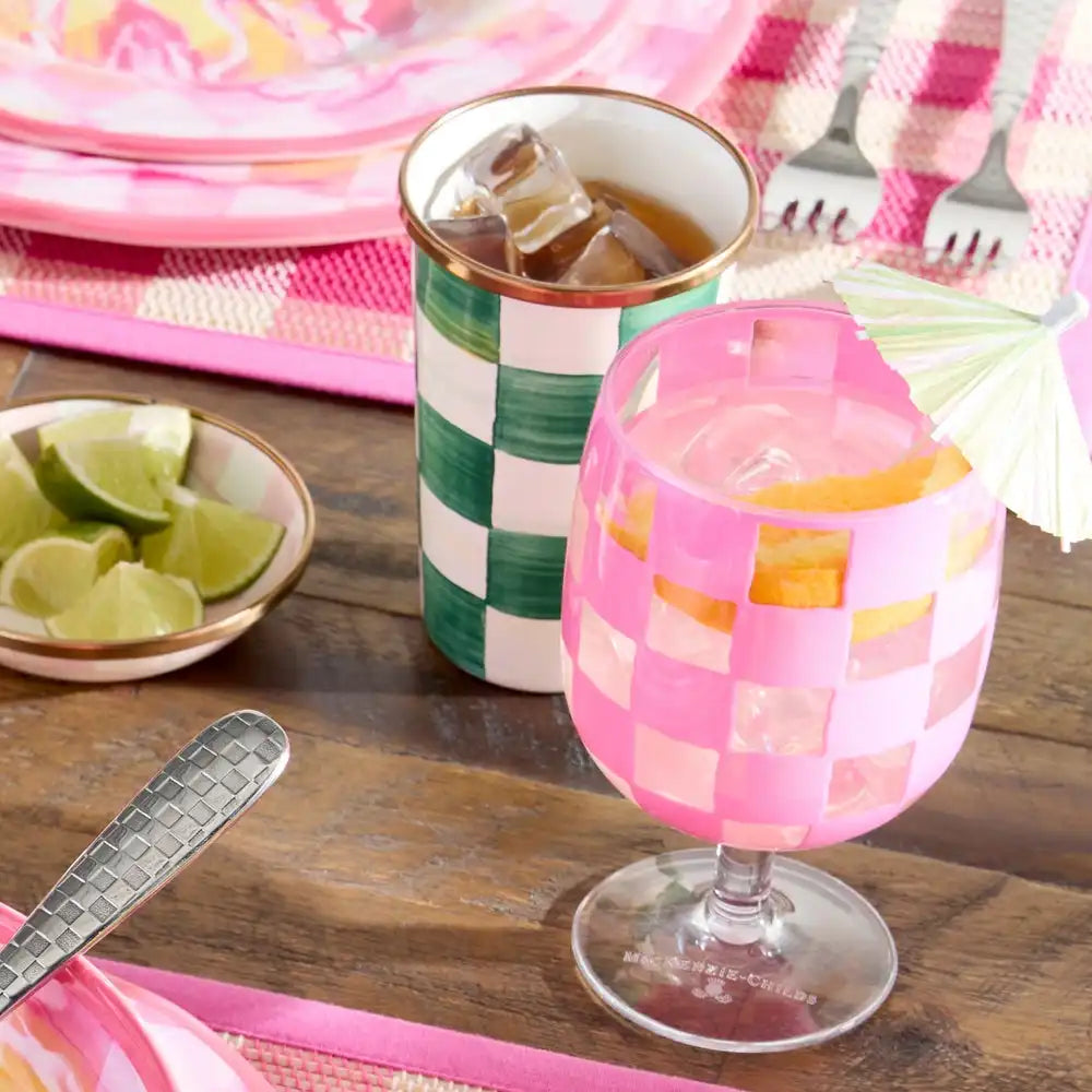 Black Check Acrylic Tumblers, Set of 4