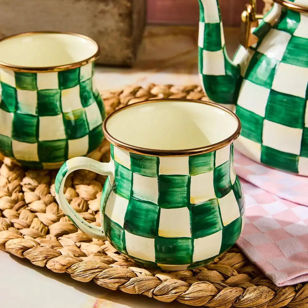 Emerald Check Mugs, Set of 4 Secondary image