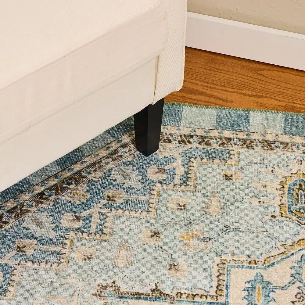 Heriz Checked Mocha 8' x 10' Washable Rug