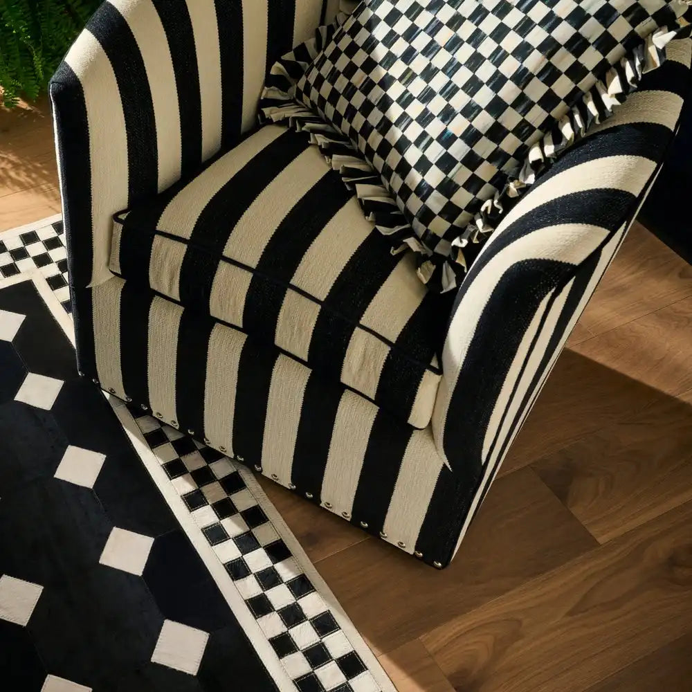Marquee Black Stripe Chenille Wing Chair