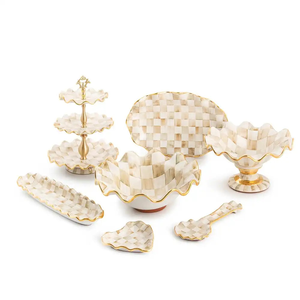 Parchment Check Medium Fluted Serving Bowl Secondary image