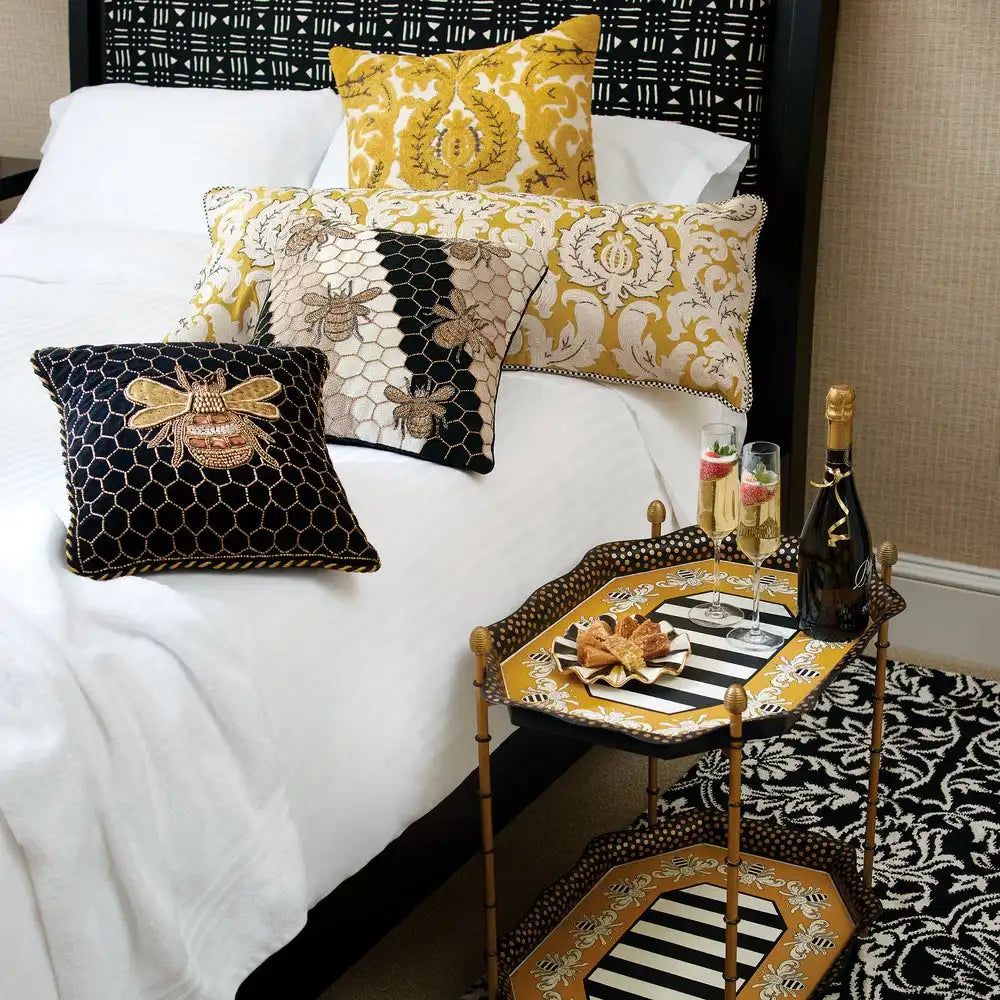 Queen Bee Black Throw Pillow Secondary image
