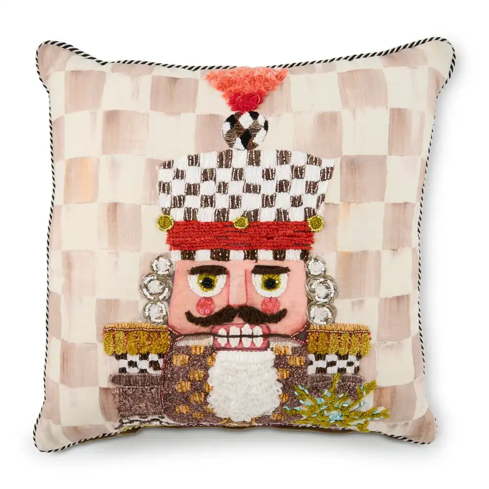 Mocha Check Nutcracker Throw Pillow Main image