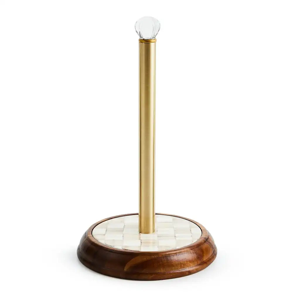 Mocha Check Wood Paper Towel Holder Main image