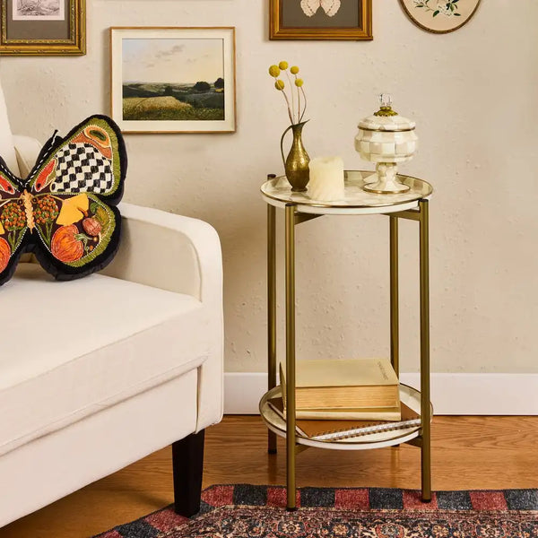 Courtly Check Enamel 2-Tier Cocktail Table