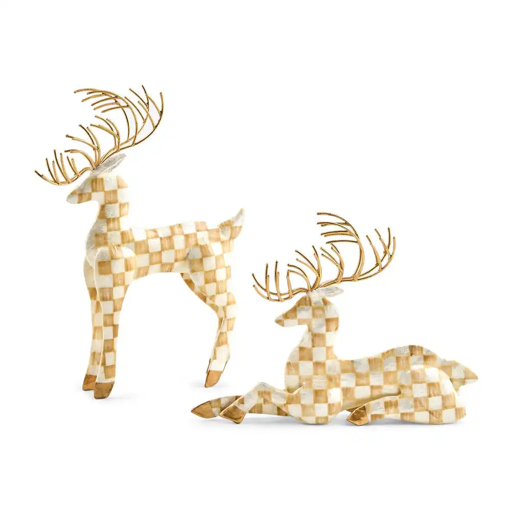 Mocha Check Capiz Deer, Set of 2 Main image