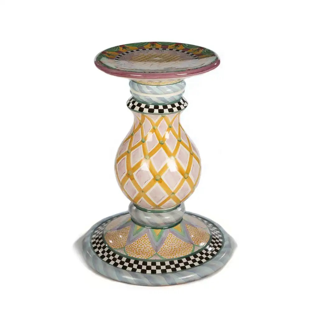Mocha Check Ceramic Pedestal Table Base
